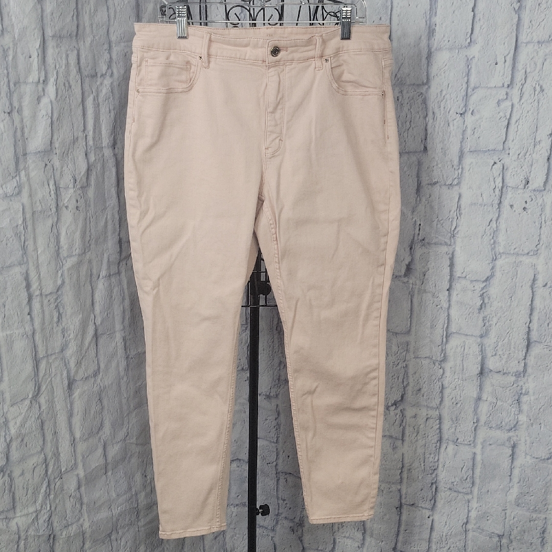 White House Black Market High Rise Skinny Ankle Jeans Blush Pink 14